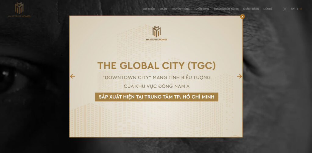 Website Masterise Homes công bố về The Global City